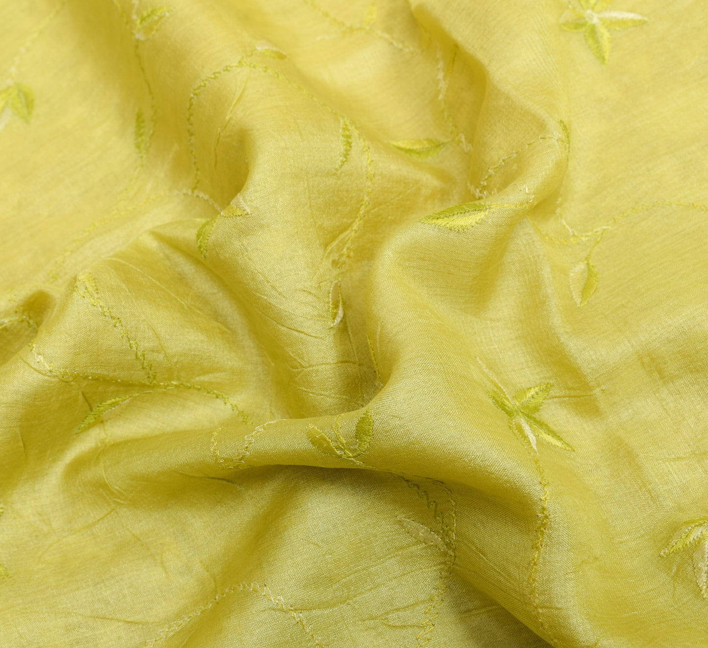 Sushila Vintage Green Floral Saree Pure Tussar Silk Woven Embroidery Sari Fabric
