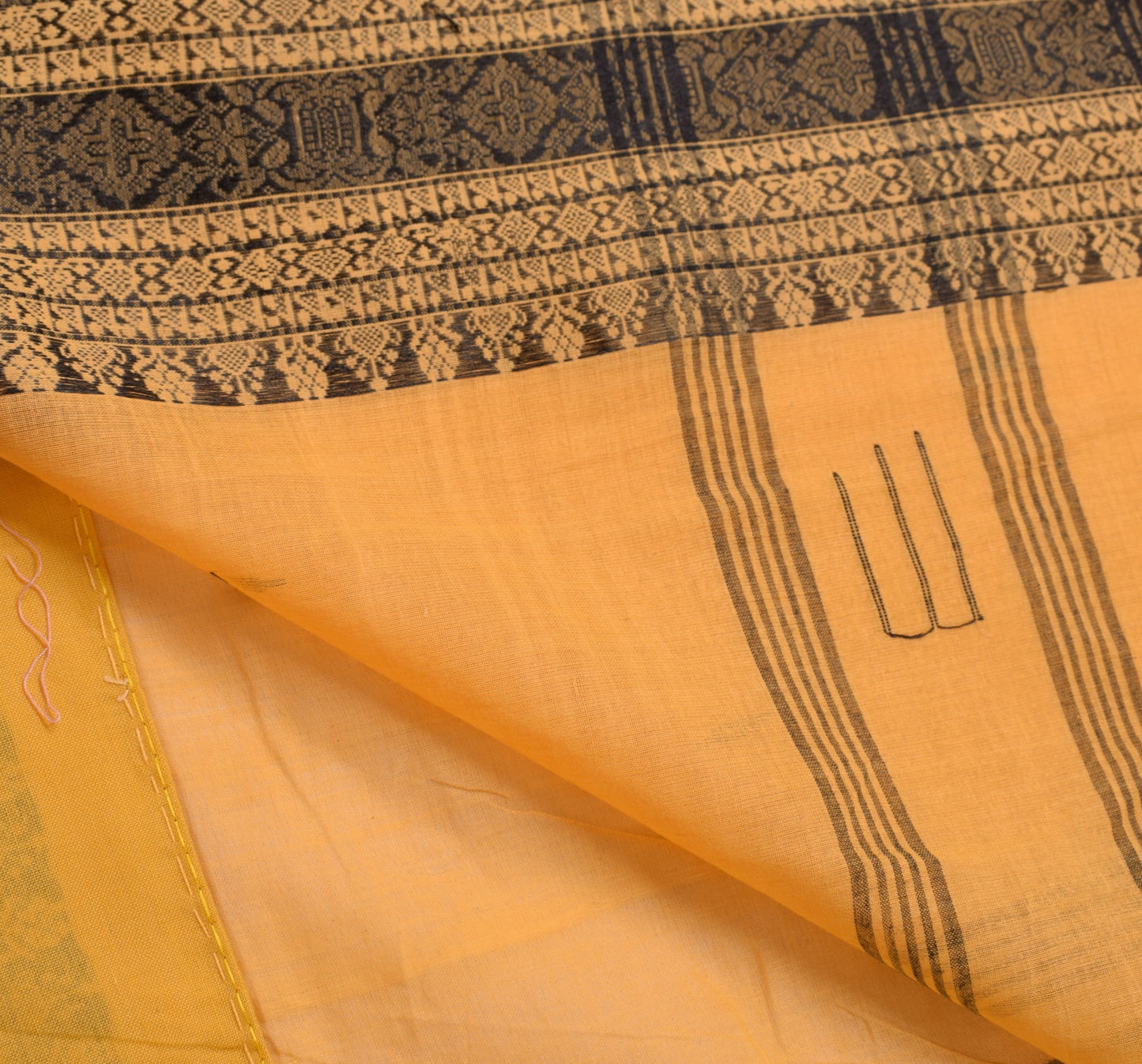 Sushila Vintage Pastel Orange Saree Tant Woven Pure Cotton Bengal Sari Fabric