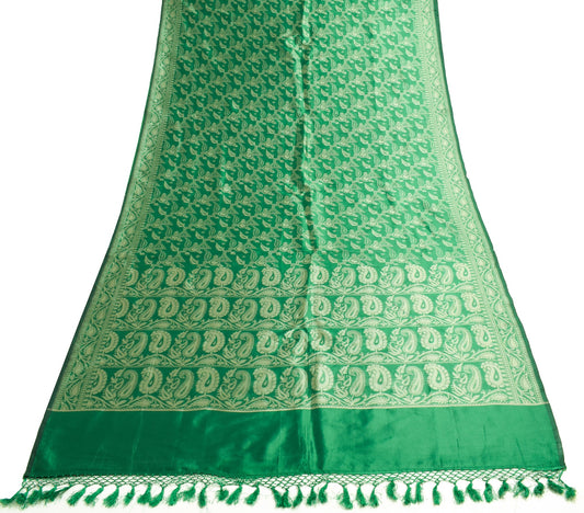 Sushila Vintage Green Saree Art Silk Woven Floral Indian Sari With Blouse Fabric