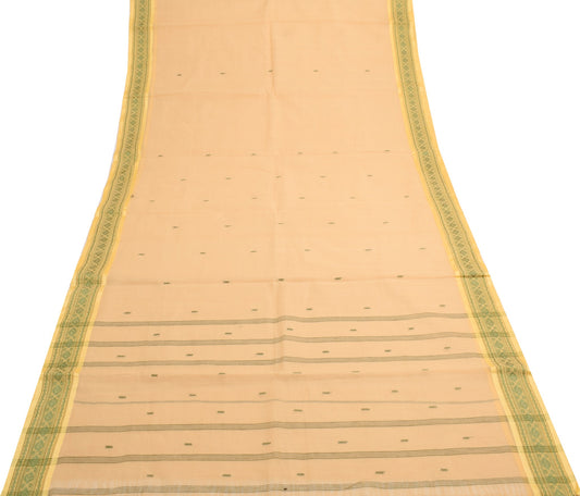 Sushila Vintage Bengal Tant Woven Saree 100% Pure Cotton Bengal 5 YD Sari Fabric