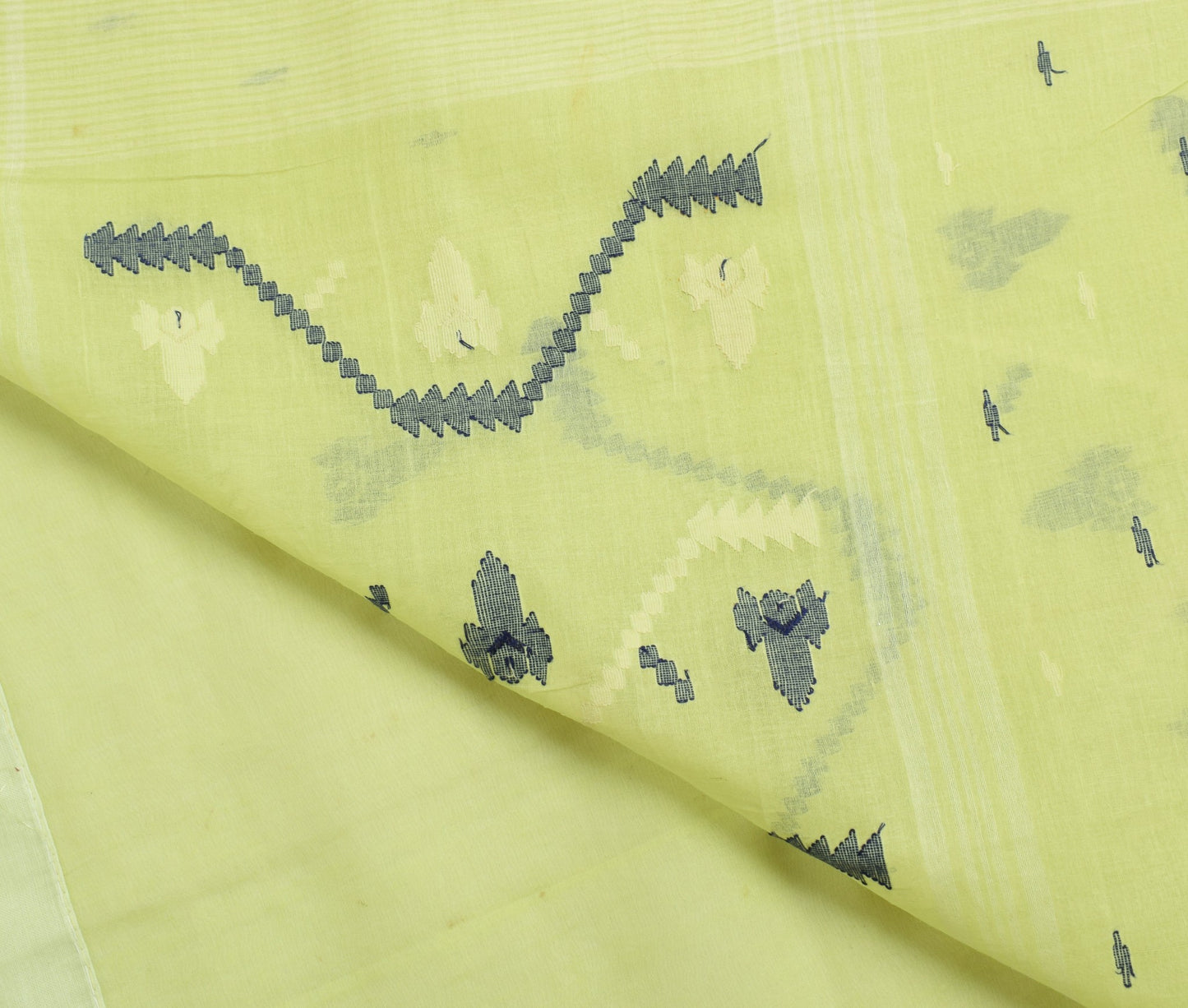 Sushila Vintage Light Green Tant Saree 100% Pure Cotton Woven Indian Sari Fabric