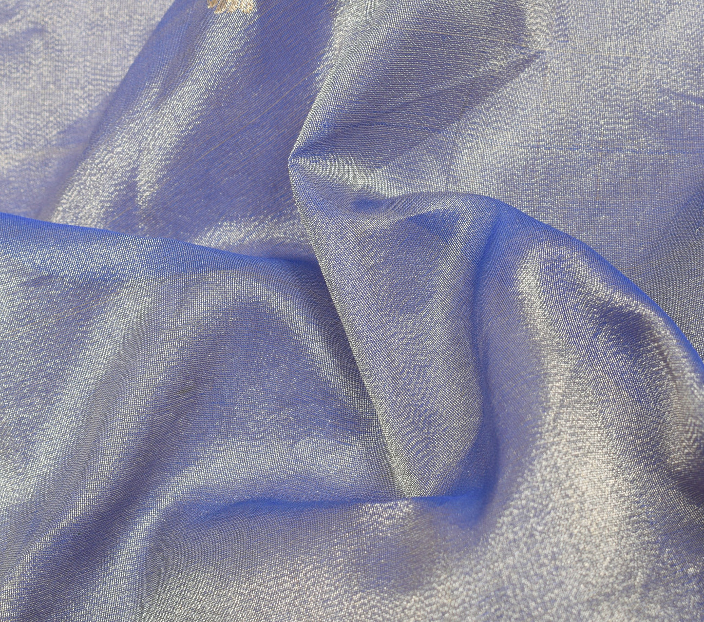 Sushila Vintage Blue Saree with Gold Border Pure Tissue Zari Woven HEAVY Sari