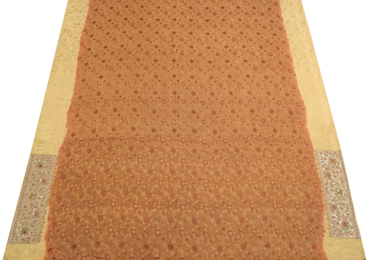 Sushila Vintage Pure Tissue HEAVY Saree Zari Sequins Golden Sari Blouse