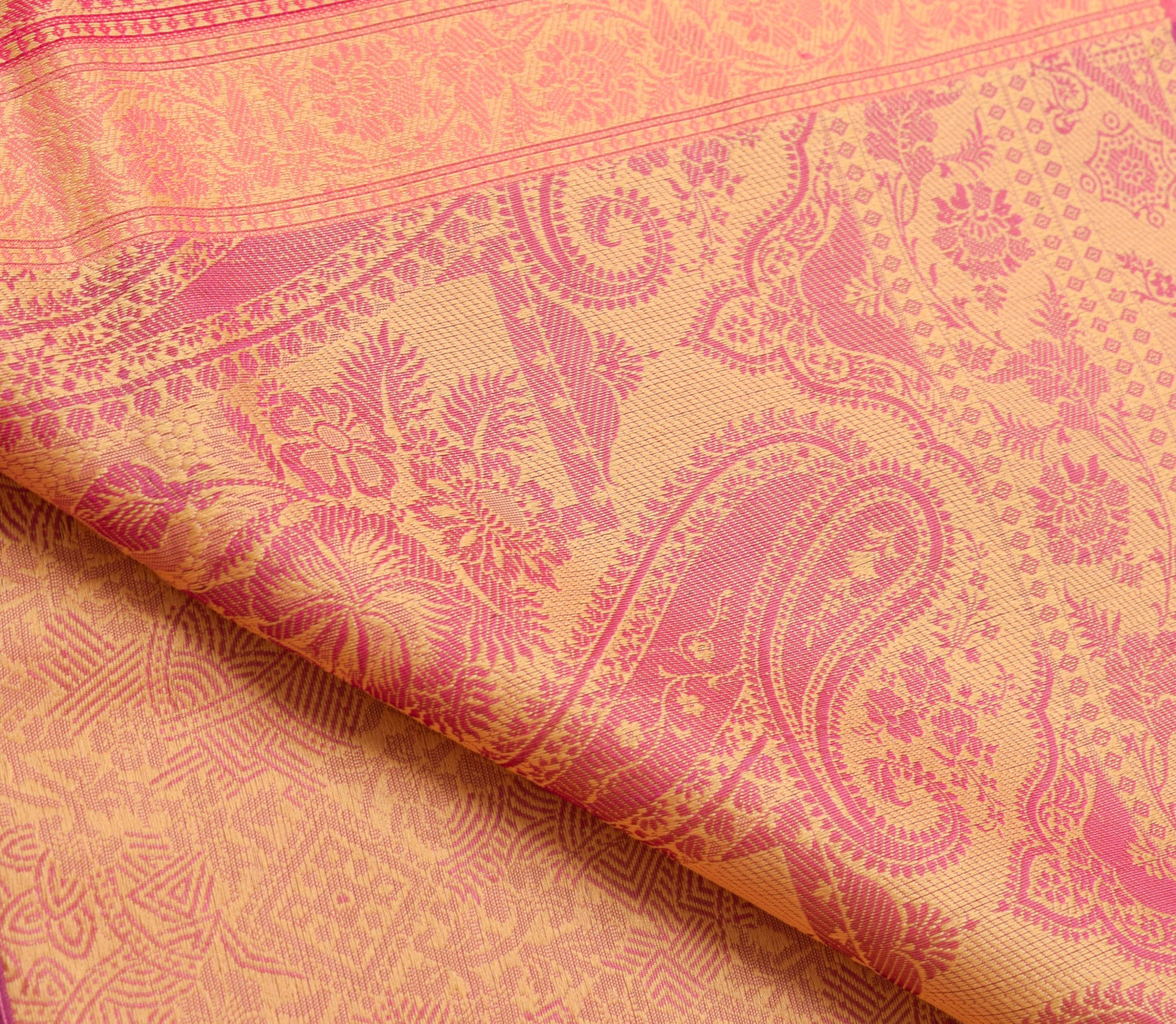 Sushila Vintage Dark Pink Saree 100% Pure Organza Silk Resham Woven Sari Fabric