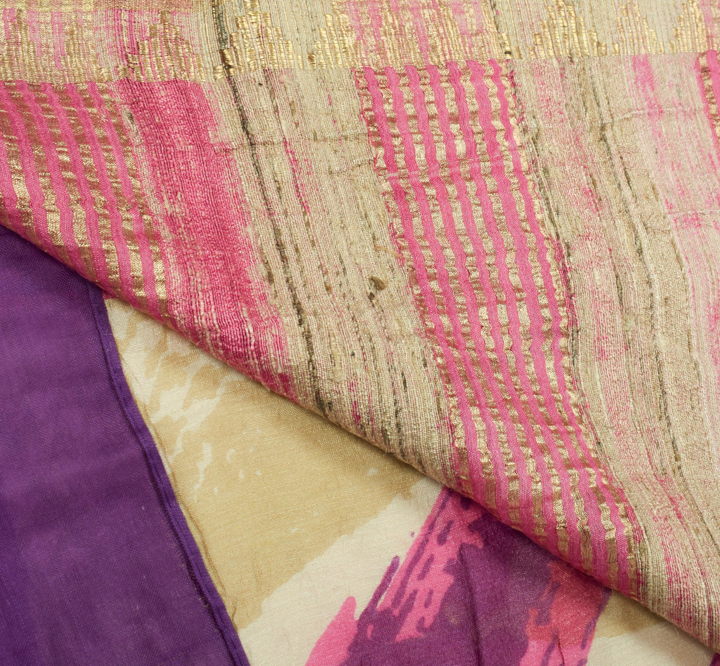 Sushila Vintage Pure khadi Silk Saree Printed with Woven Border Soft Sari Fabric