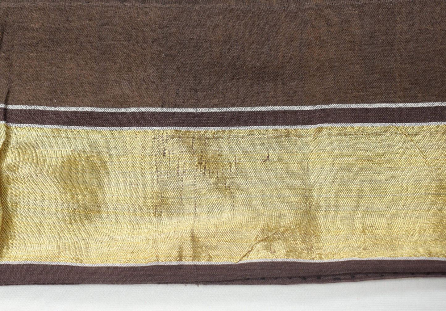 Sushila Vintage Brown Scrap Saree Pure Cotton Hand Woven Remnant Sari Fabric