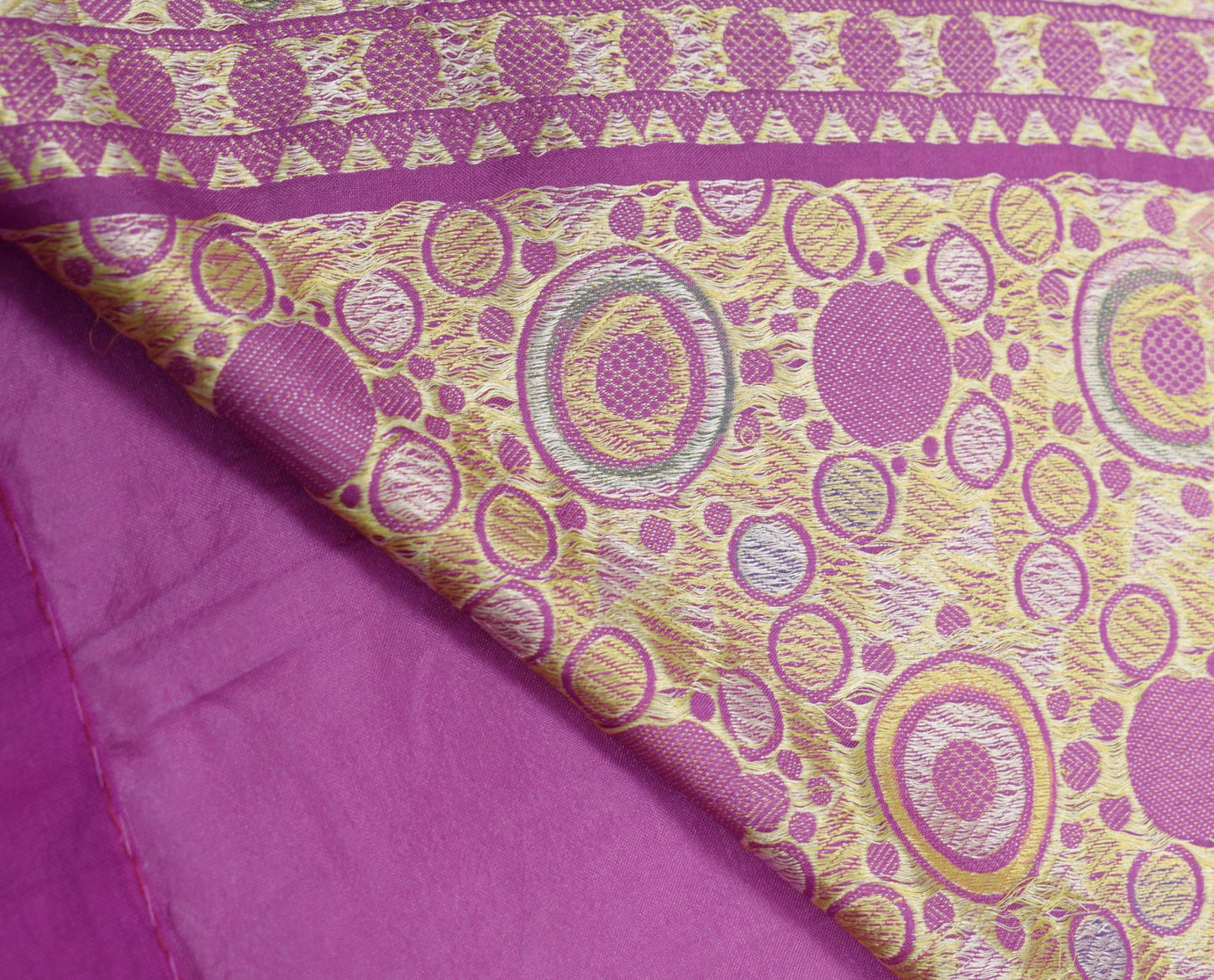 Sushila Vintage Pure Silk Saree Resham Woven Purple Soft Sari Craft 5 YD Fabric