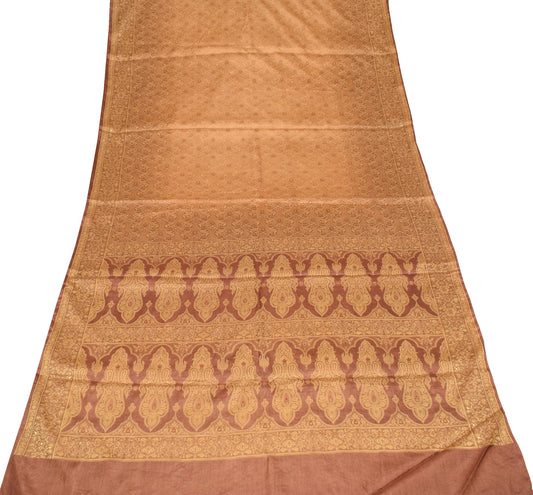 Sushila Vintage Pure Tussar Silk Saree All Over Woven Brown Soft 5 YDSari Fabric
