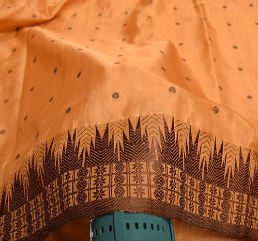 Sushila Vintage Brown Saree Temple Rudraksha Border Bomkai Art Silk Woven Sari