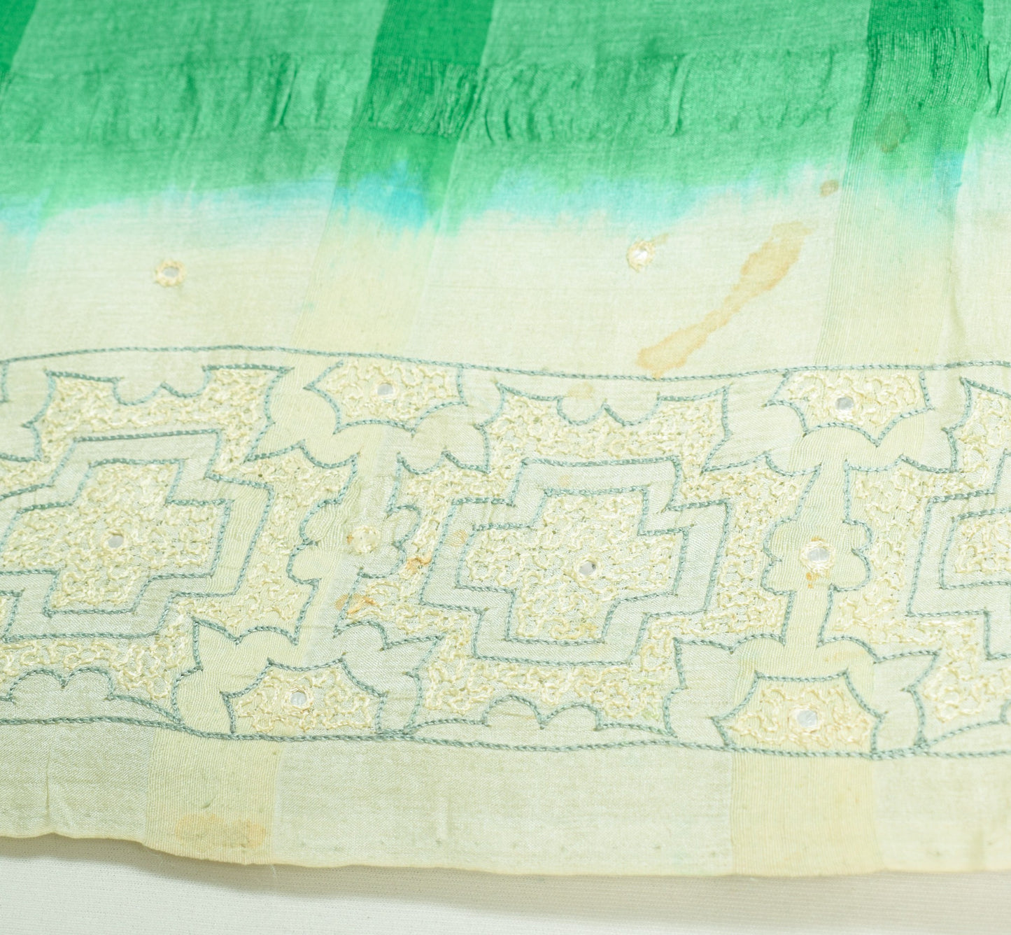 Sushila Vintage Green Saree 100%Pure Tussar Silk Woven & Embroidered Sari Fabric