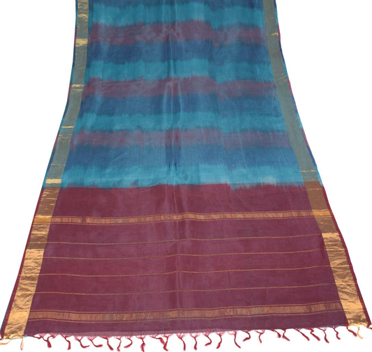 Sushila Vintage Multi-Color Saree Pure Cotton Silk Woven Zari Border Sari Fabric