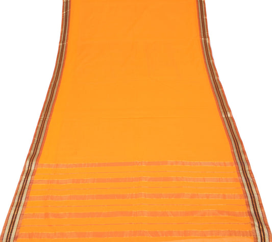 Sushila Vintage Pure Cotton Saree with Woven Border Pallu Orange Sari Fabric