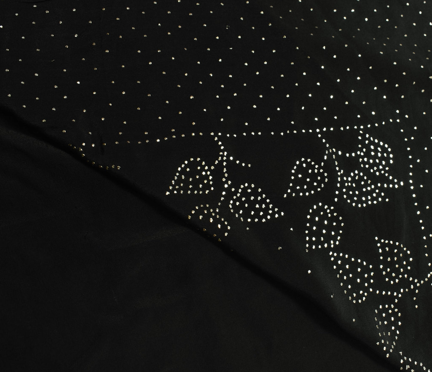 Sushila Vintage Mukesh Work Saree 100% Pure Crepe Silk Floral Black Sari Fabric