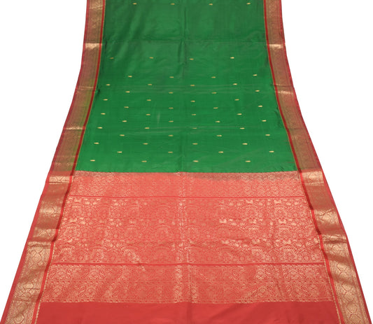 Sushila Vintage Green Maroon Saree Banarasi Brocade Pure Silk Premium Soft Sari