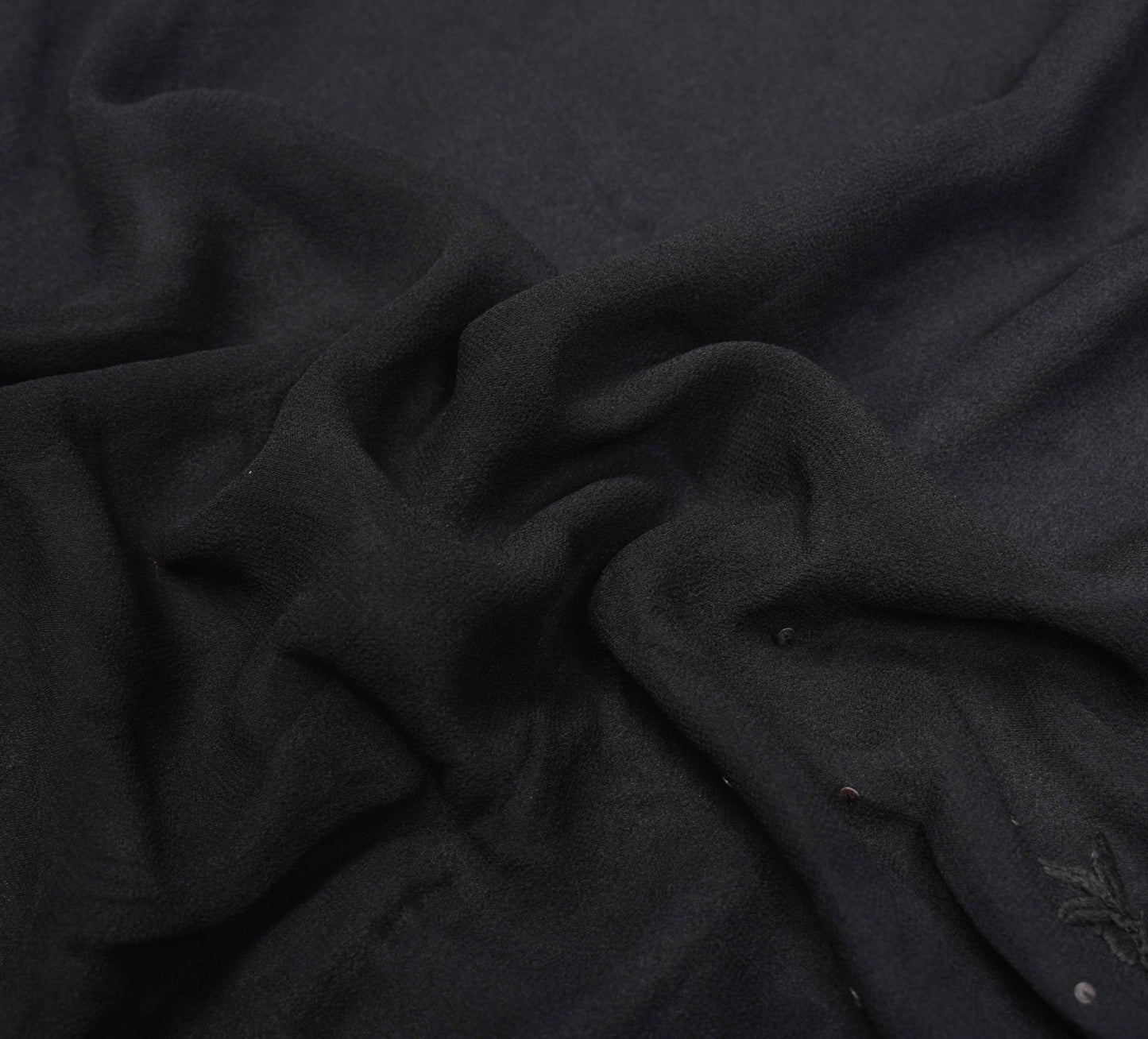 Sushila Vintage Black Classy Saree Pure Georgette Hand Embroidered Sari Fabric