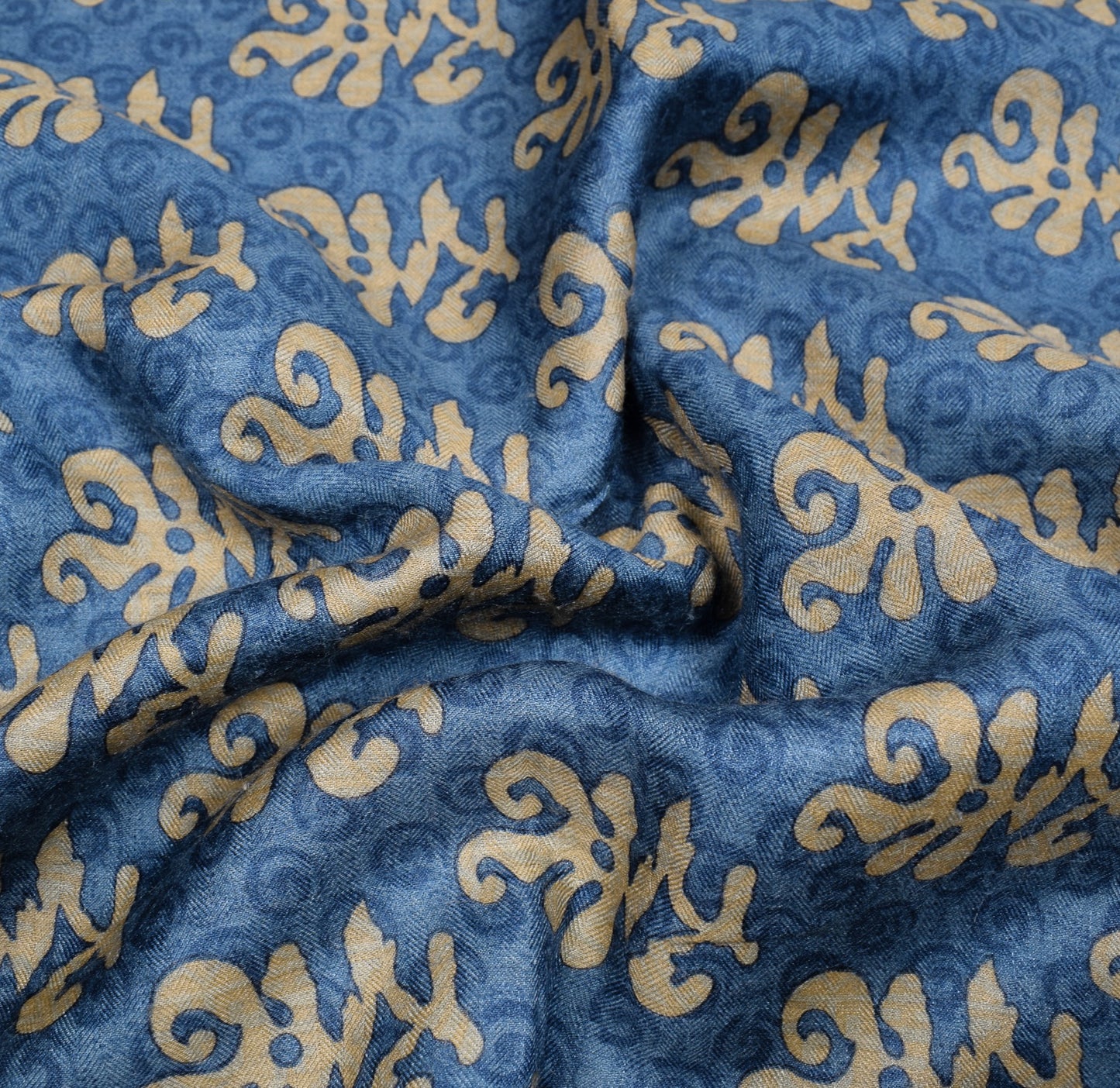 Sushila Vintage Shade of Blue Saree Pure Woolen Woven & Printed 6Yds Sari Fabric