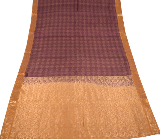 Sushila Vintage Purple Dual Toned Saree Pure Silk Zari Woven HEAVY Sari Fabric