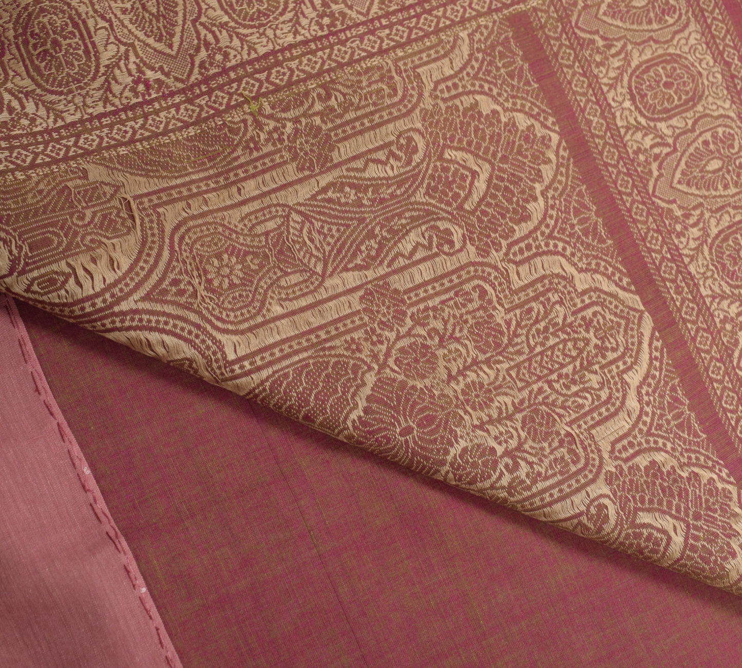 Sushila Vintage Pink Saree 100% Pure Cotton Hand Woven Soft Sari Fabric
