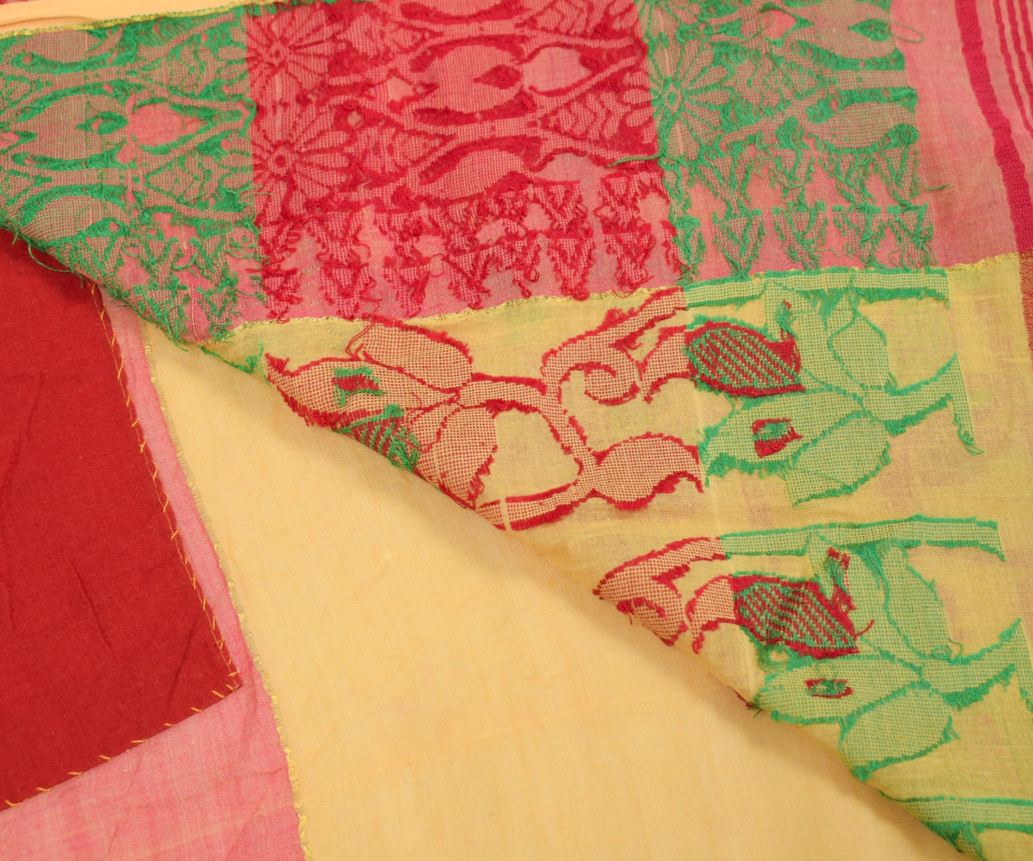 Sushila Vintage Yellow Tant Saree Pure Cotton Woven Handloom Soft Sari Fabric