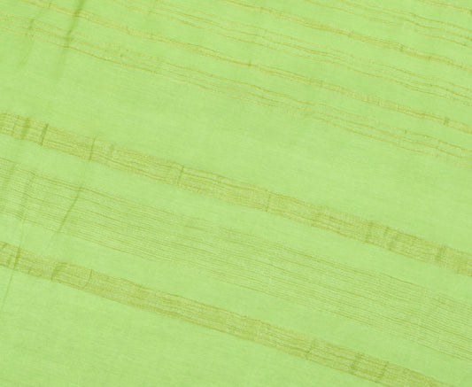 Sushila Vintage Green Handloom Saree Art Cotton Silk Woven 6Yds Soft Sari Fabric