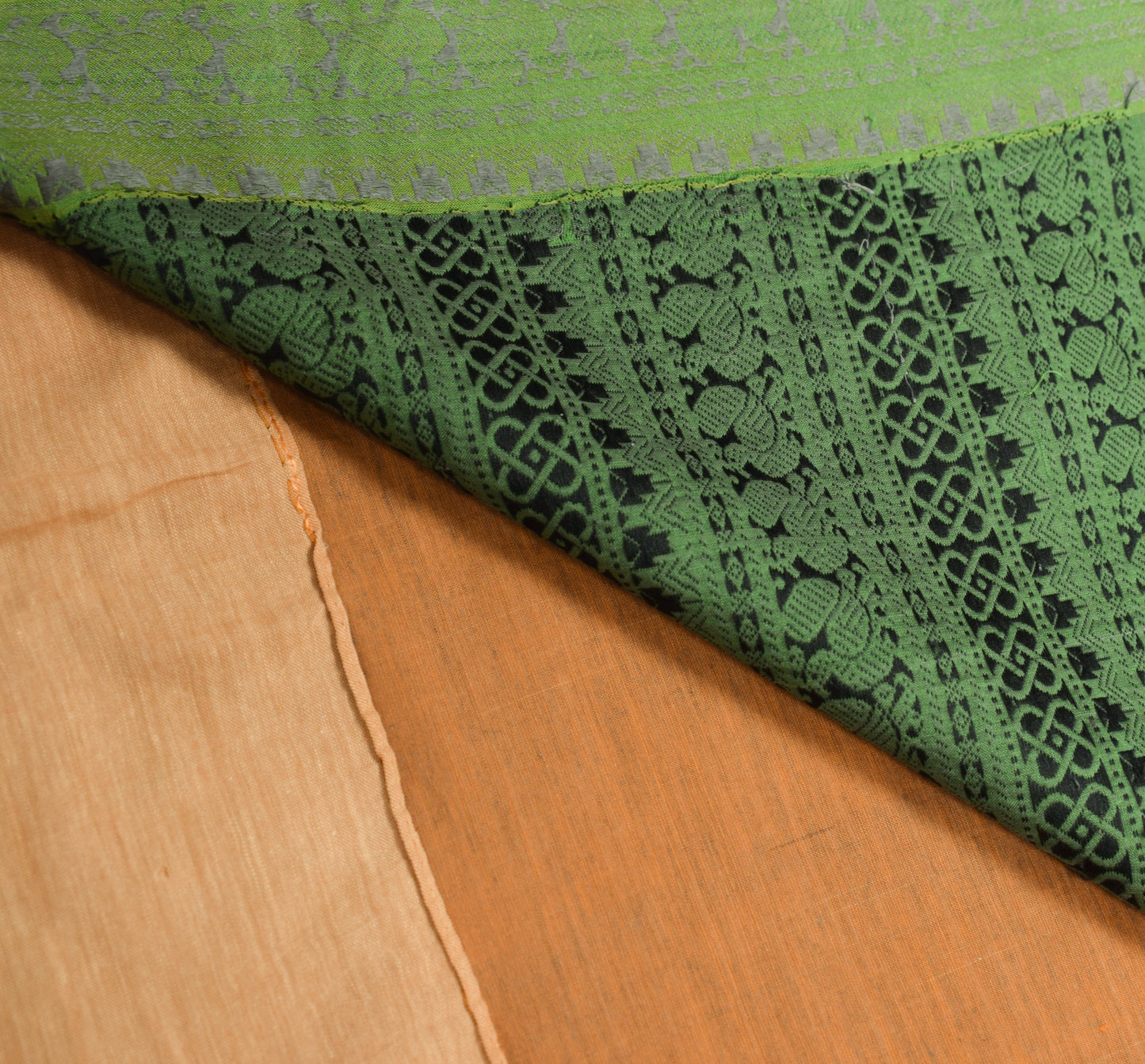 Sushila Vintage Mustard Saree Woven Peacock Border Pallu Pure Cotton Sari Fabric