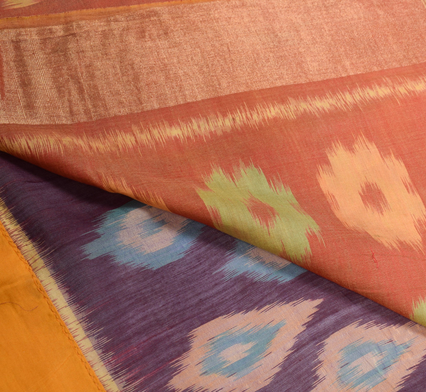 Sushila Vintage Hand Woven Purple Saree Pure Cotton Silk Pochampally Ikat Sari