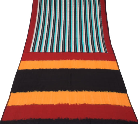 Sushila Vintage Multi-Color Saree Hand Woven Pure Cotton 6ds Soft Sari Fabric