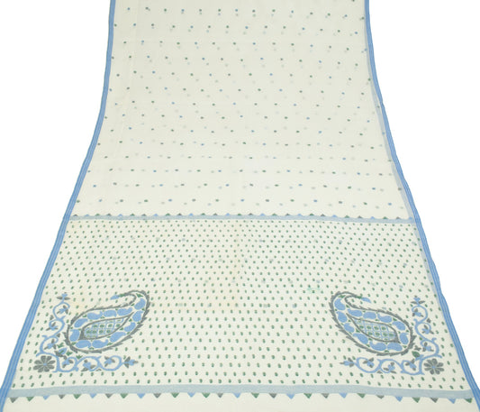 Sushila Vintage White Jamdani Saree 100% Pure Cotton Hand Woven Soft Sari Fabric