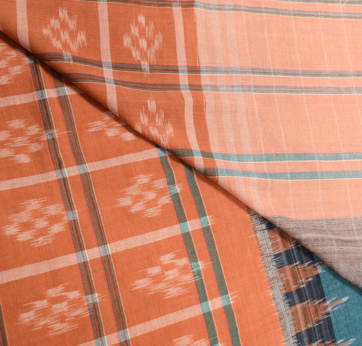 Sushila Vintage Teal Blue Saree Sambalpuri Handloom Pure Cotton Soft Ikat Saree