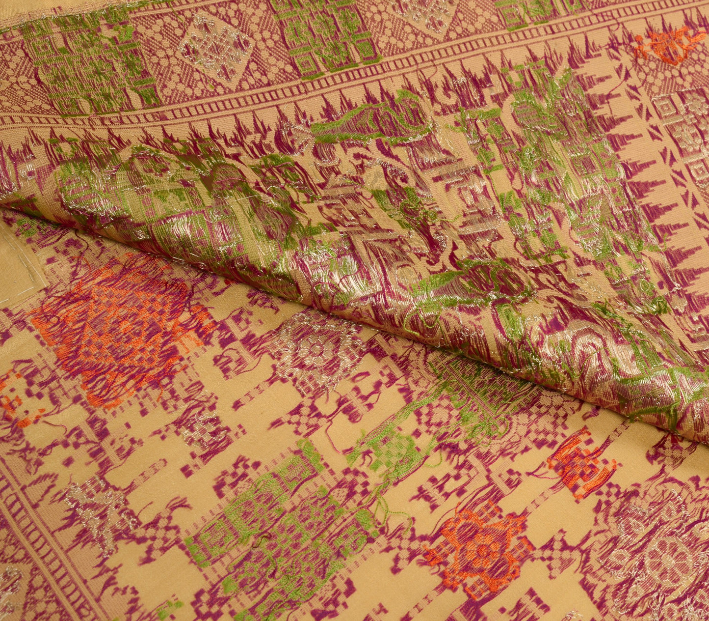 Sushila Vintage Banarasi Brocade Saree Pure Silk Brown Handloom Premium Sari