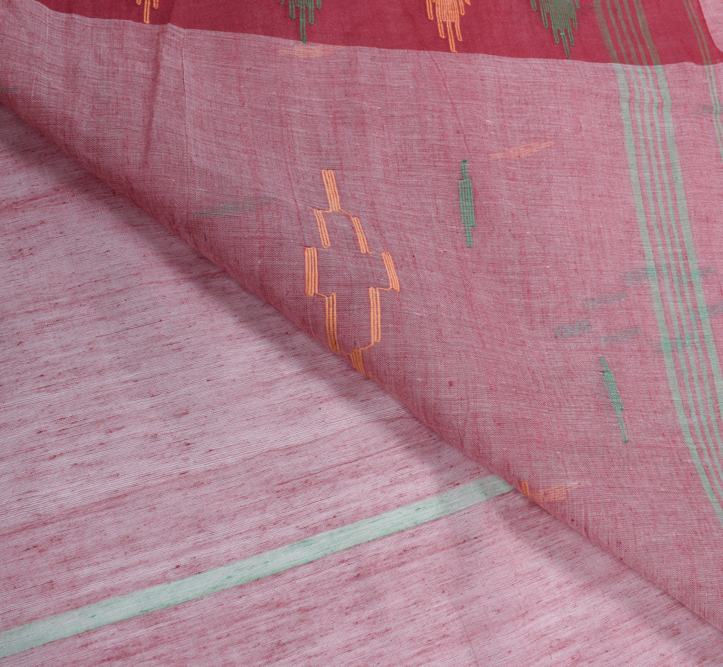 Sushila Vintage Bengal Tant Saree 100% Pure Cotton Hand Woven Maroon Sari Fabric