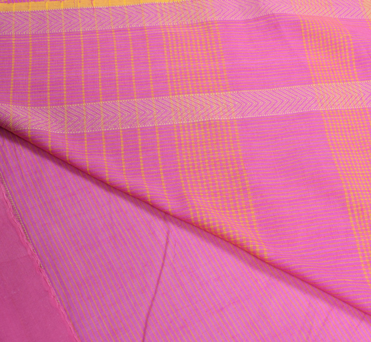 Sushila Vintage Pink Saree Pure Cotton Stripes Woven Checks Pallu Sari Fabric