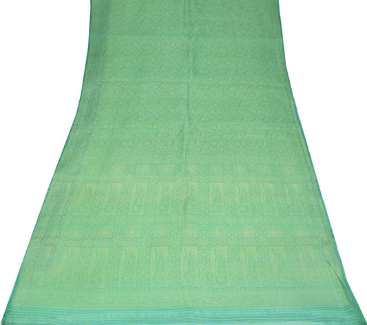 Sushila Vintage Banarasi Woven Saree Classy Pure Silk Floral Green Sari Fabric
