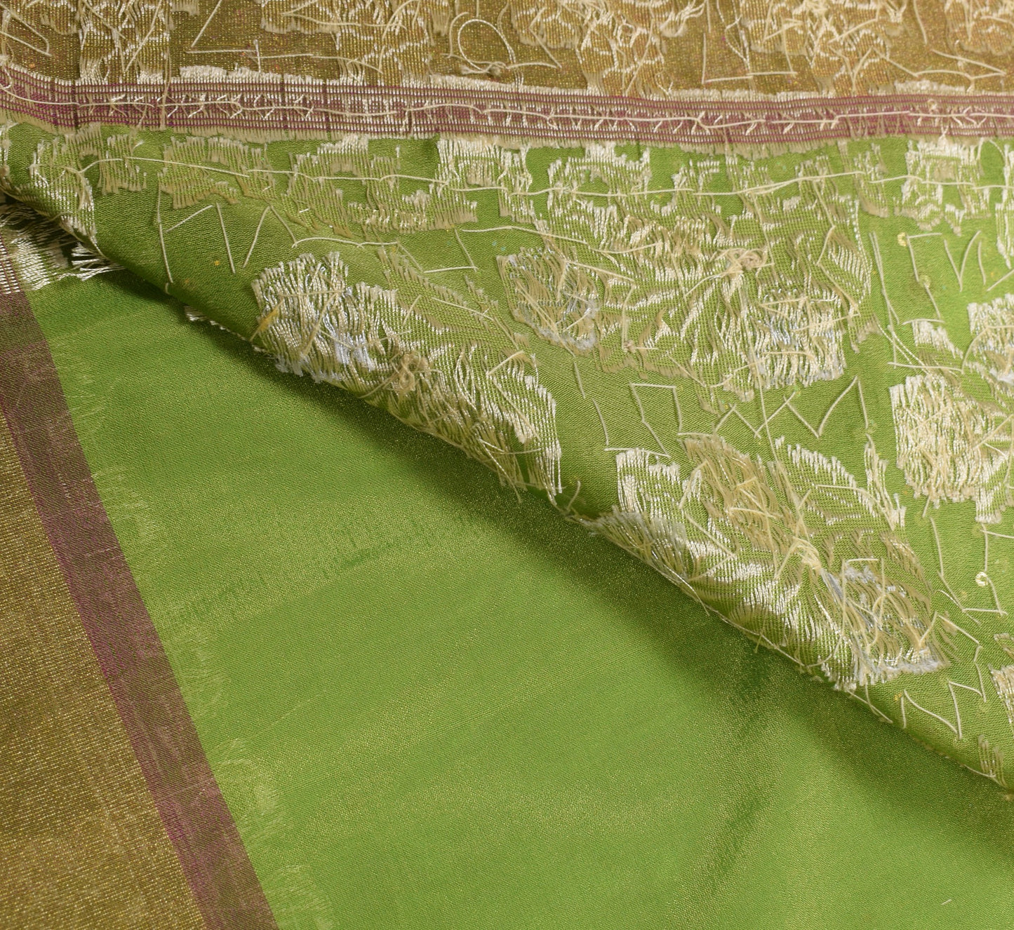 Sushila Vintage Art Silk Green Saree Sequins Embellish Sari with Blouse Fabric