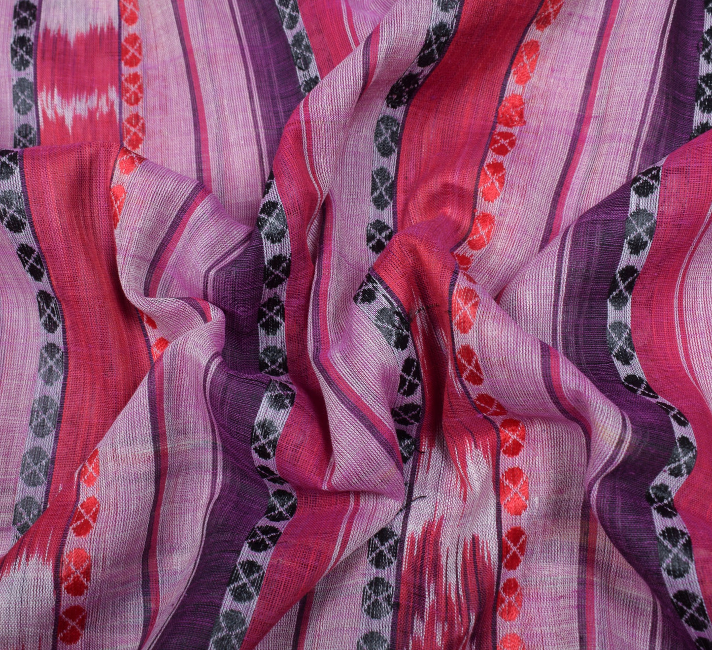 Sushila Vintage Odisha Handloom Sari maniabandha Pure Cotton Purple Ikat Saree