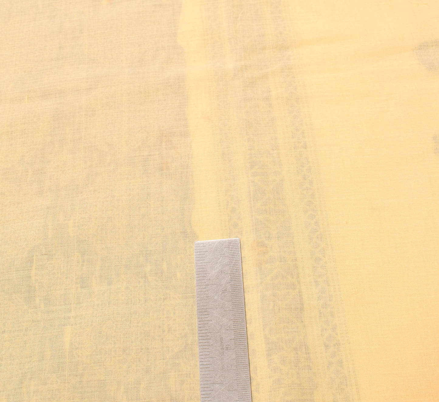 Sushila Vintage Light Yellow Saree 100%Pure Cotton Hand Woven Floral Sari Fabric