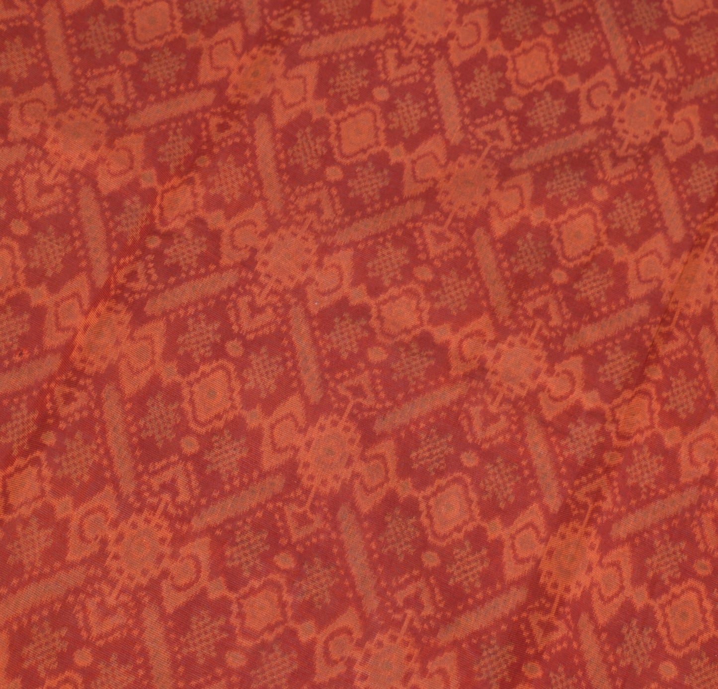 Sushila Vintage Dark Rust Saree Pure Cotton Printed with Zari Border Sari Fabric