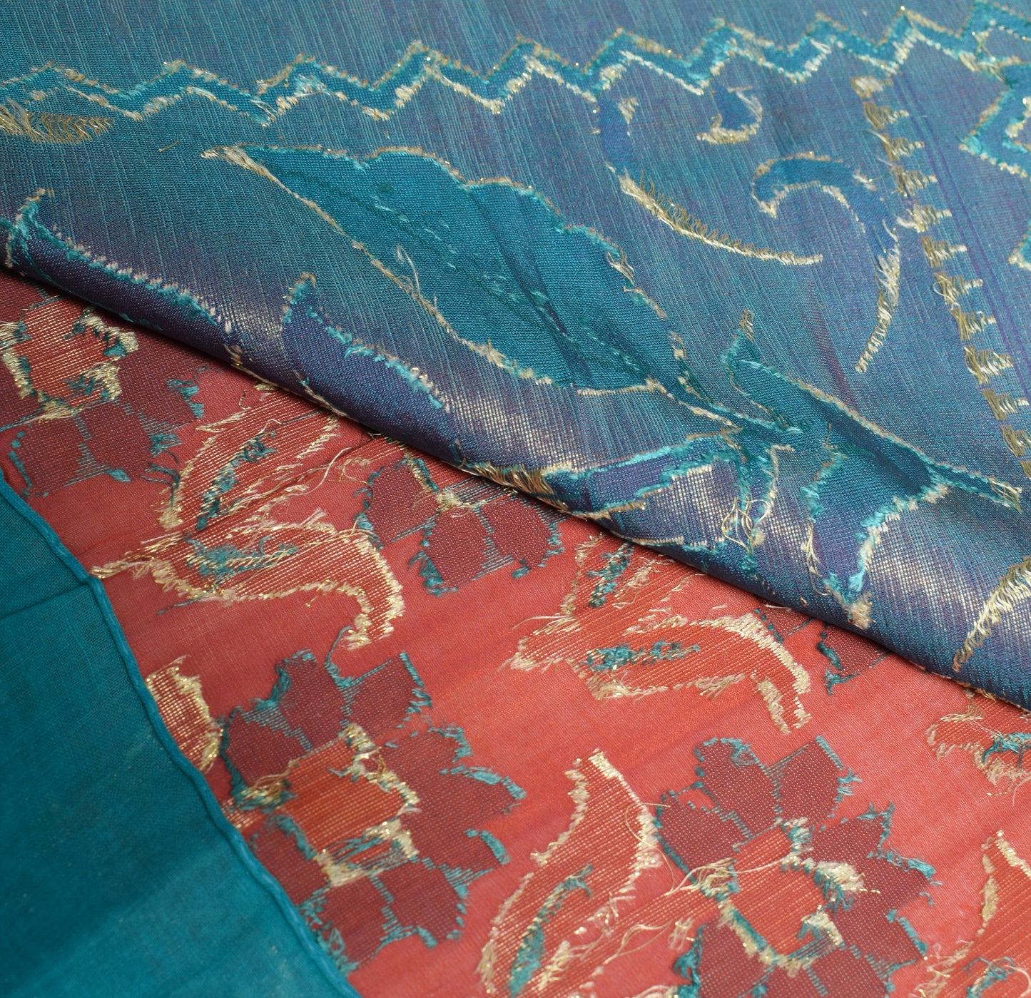 Sushila Vintage Rust Saree Banarasi Zari Brocade Premium Pure Cotton Silk Sari