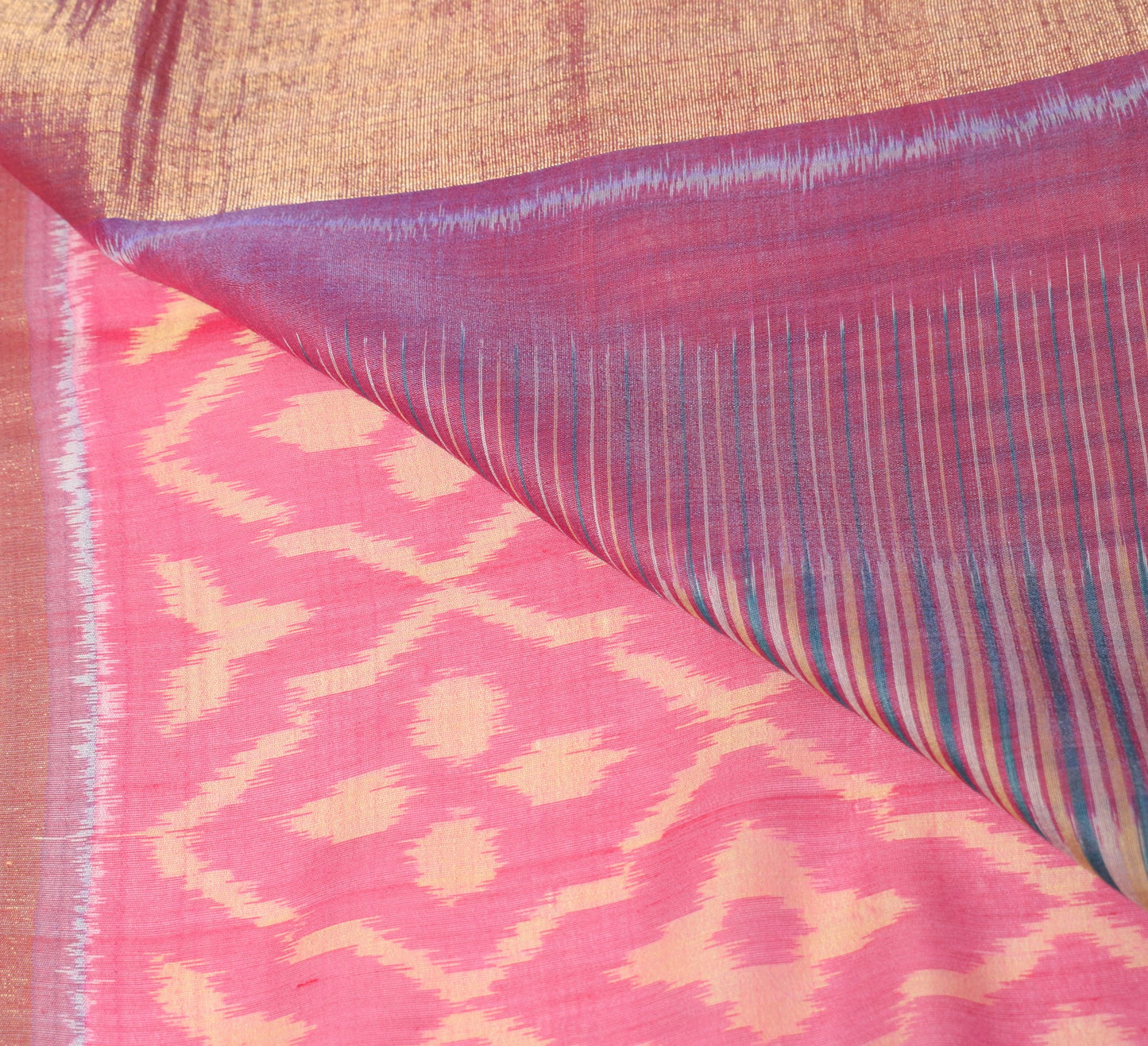 Sushila Vintage Hand Woven Saree Pure Cotton Silk Magenta Pochampally Ikat Sari