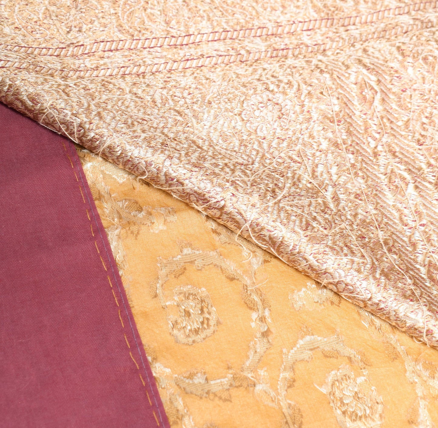 Sushila Vintage Mustard HEAVY Saree Pure Tuaasr Silk Woven Wedding Sari Fabric