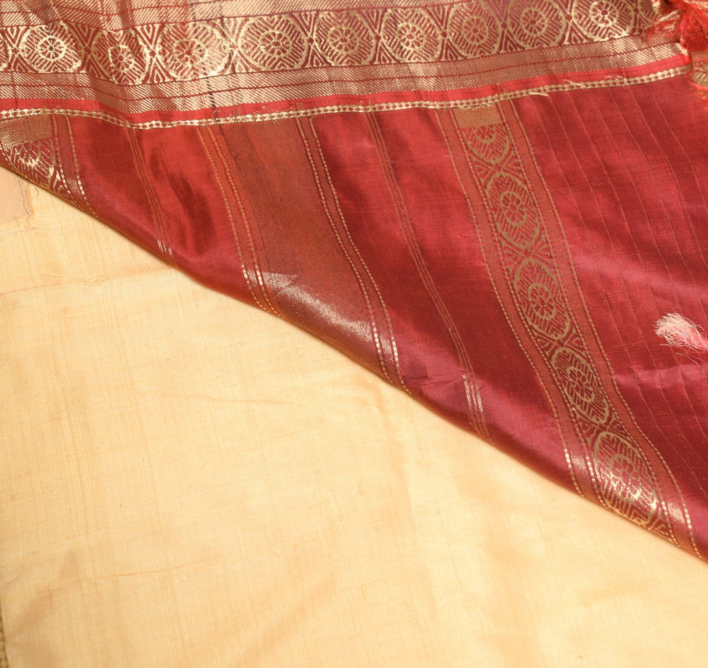 Sushila Vintage Premium Peach Saree Banarasi Zari Brocade Pure Silk Sari Fabric