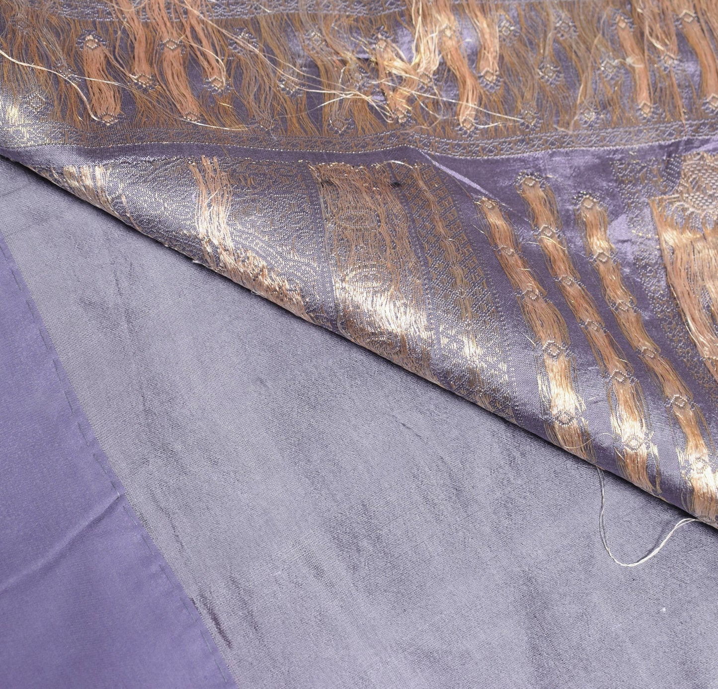 Sushila Vintage Greyish Blue Saree Floral Zari Woven Pure Silk 5YD Sari Fabric