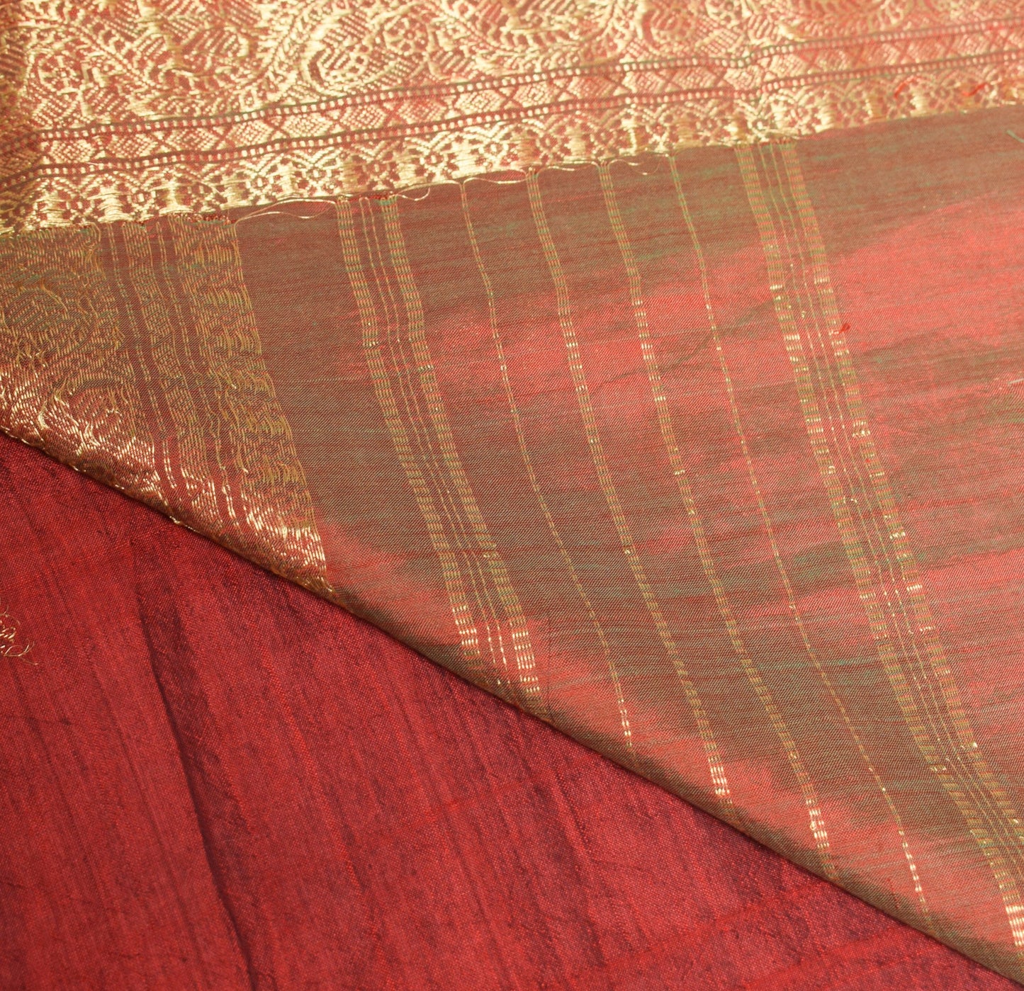 Sushila Vintage Premium Maroon Saree Pure Cotton Silk Zari Brocade Sari Fabric