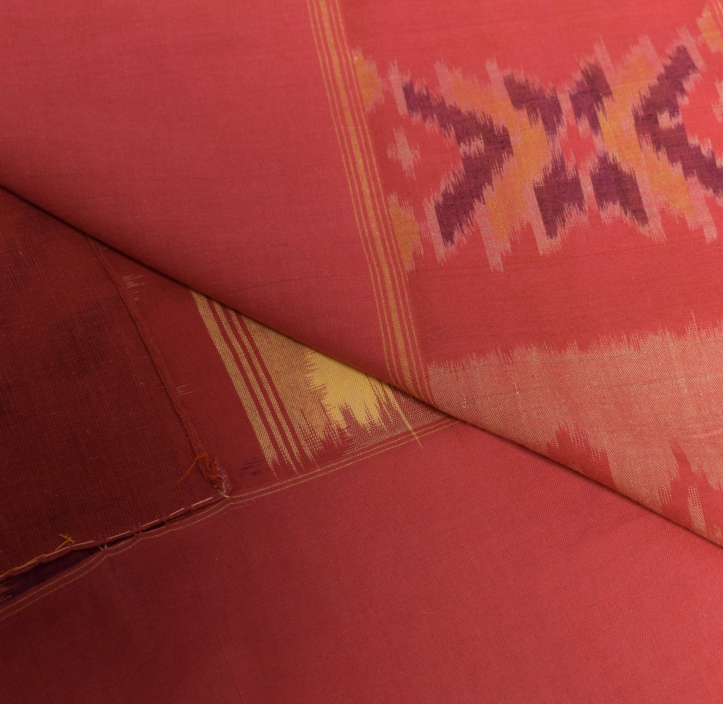 Sushila Vintage Yellow Pure Cotton Saree HandWoven Ikat Patola Sari Craft Fabric