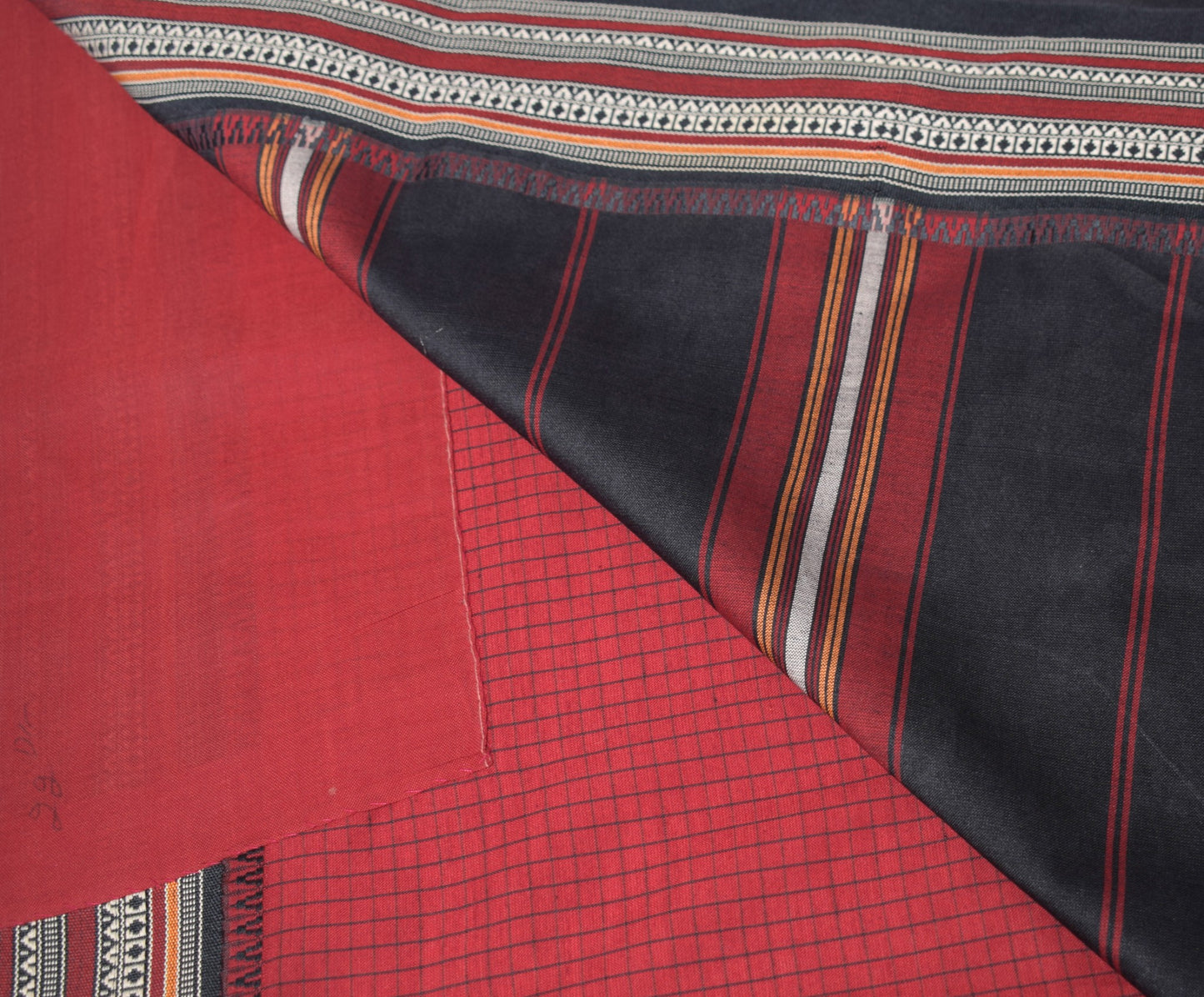 Sushila Vintage Handloom Ilkal Saree Art Cotton Maroon Checks Woven Sari Fabric