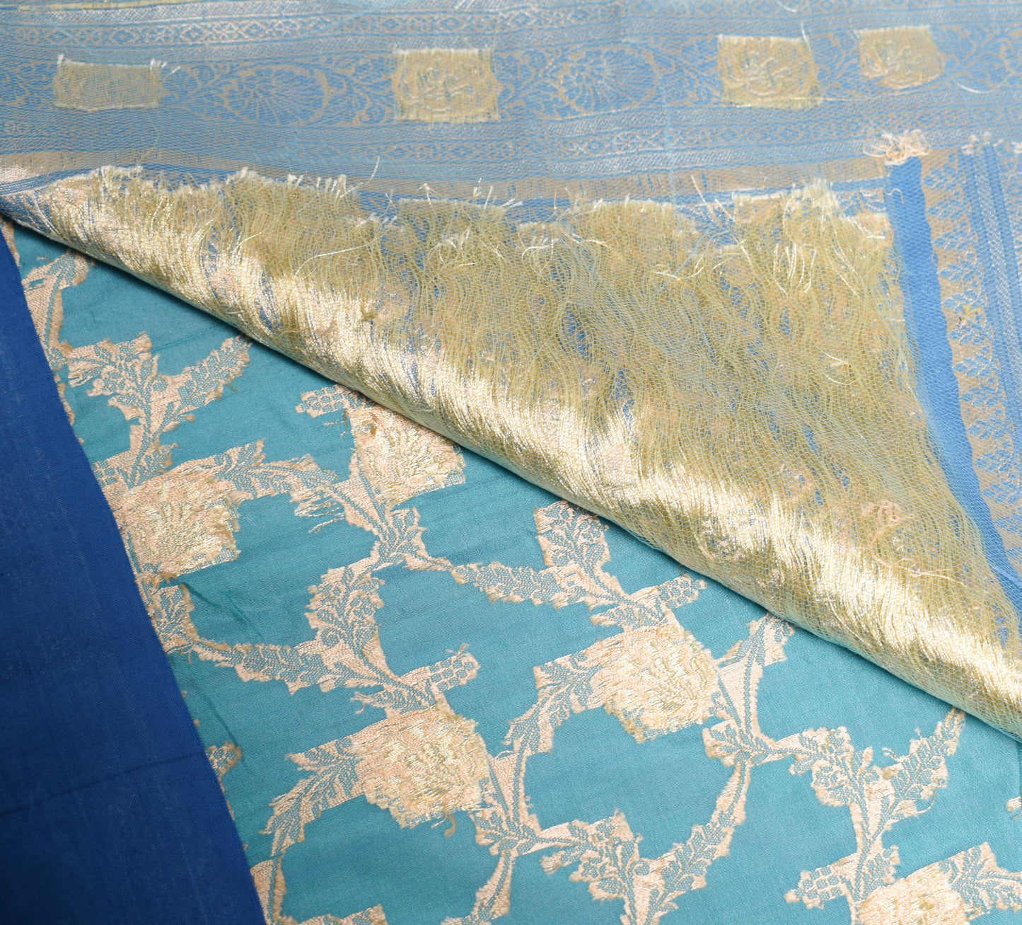 Sushila Vintage Pure Banarasi Silk Saree Woven Floral HEAVY Handloom Sari Fabric