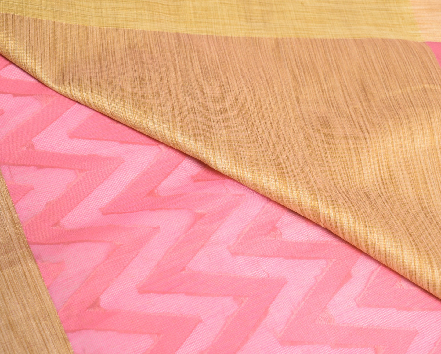 Sushila Vintage Woven Pink Saree Pure Cotton Silk Kota Doria Sari Craft Fabric