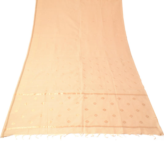Sushila Vintage Zari Woven Saree Pure Cotton Floral Peach Sari 6 YD Craft Fabric