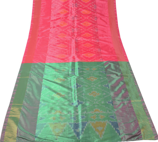 Sushila Vintage Uppada Pochampally Saree Handwoven PureSilk Magenta Craft Fabric