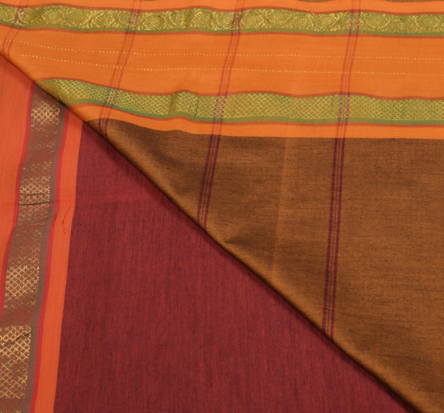 Sushila Vintage Maroon Saree South Indian Handloom Pure Cotton Sari Craft Fabric